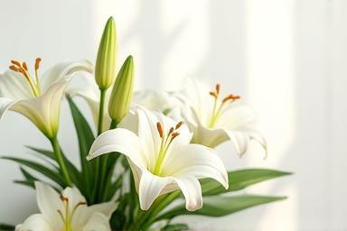 A serene arrangement of white lilies and green foliage, suitable for expressing condolences